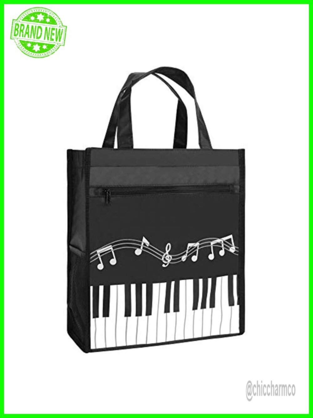 Waterproof Oxford Cloth Tote Bag Piano Keys Music Book Handbag